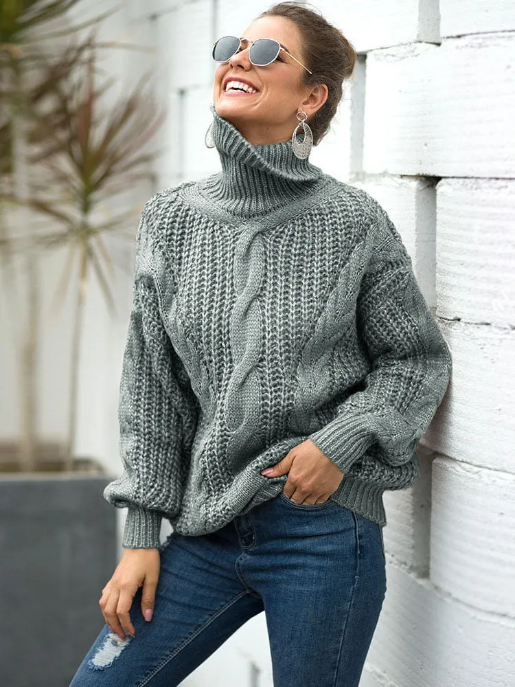 Estelle Chunky Knit Women's Turtleneck Sweater