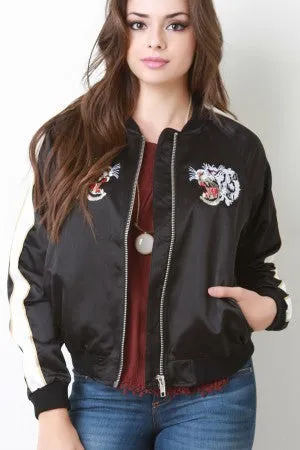 Eye Of The Tiger Embroidered Bomber Jacket