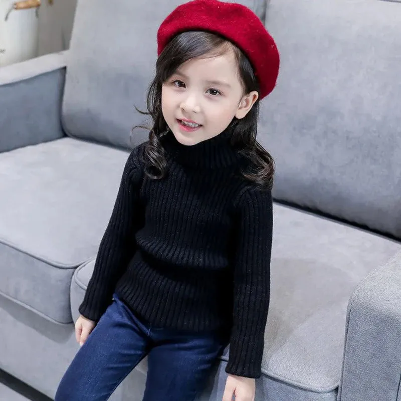 Fashion Baby Girls Winter Turtleneck Knitted Sweaters Clothes 2023 Autumn Children Boys Pullover Kids Knitwear Versatile