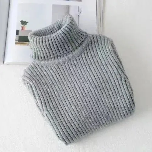 Fashion Baby Girls Winter Turtleneck Knitted Sweaters Clothes 2023 Autumn Children Boys Pullover Kids Knitwear Versatile