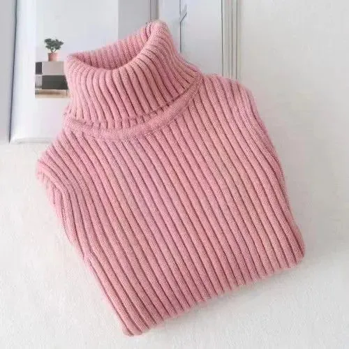 Fashion Baby Girls Winter Turtleneck Knitted Sweaters Clothes 2023 Autumn Children Boys Pullover Kids Knitwear Versatile