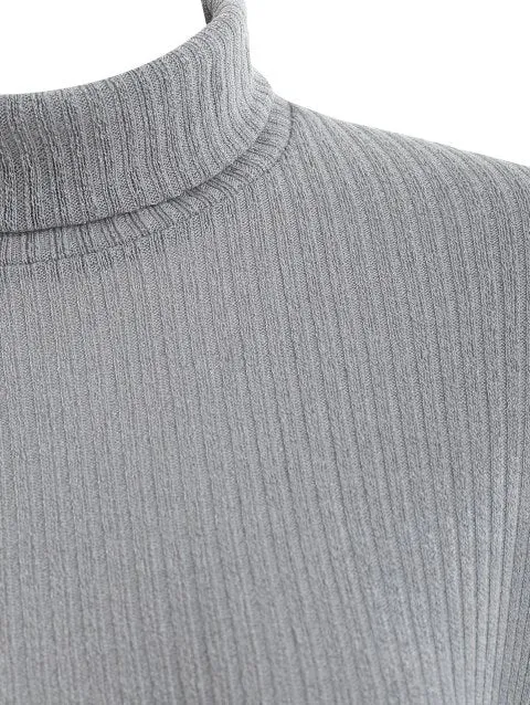 Fashion Shoulder Turtleneck Pullover Sweater