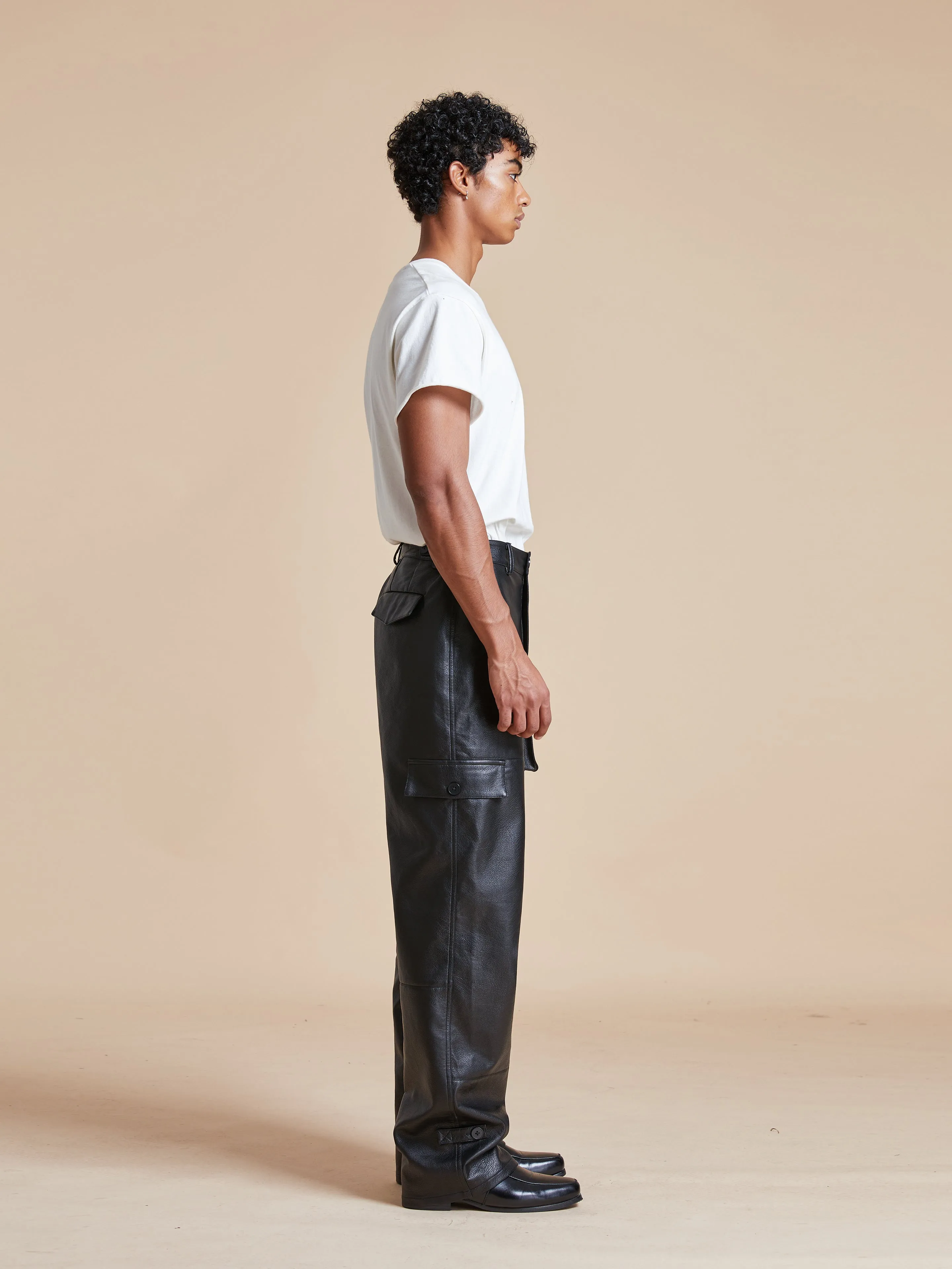 Faux Leather Cargo Pants