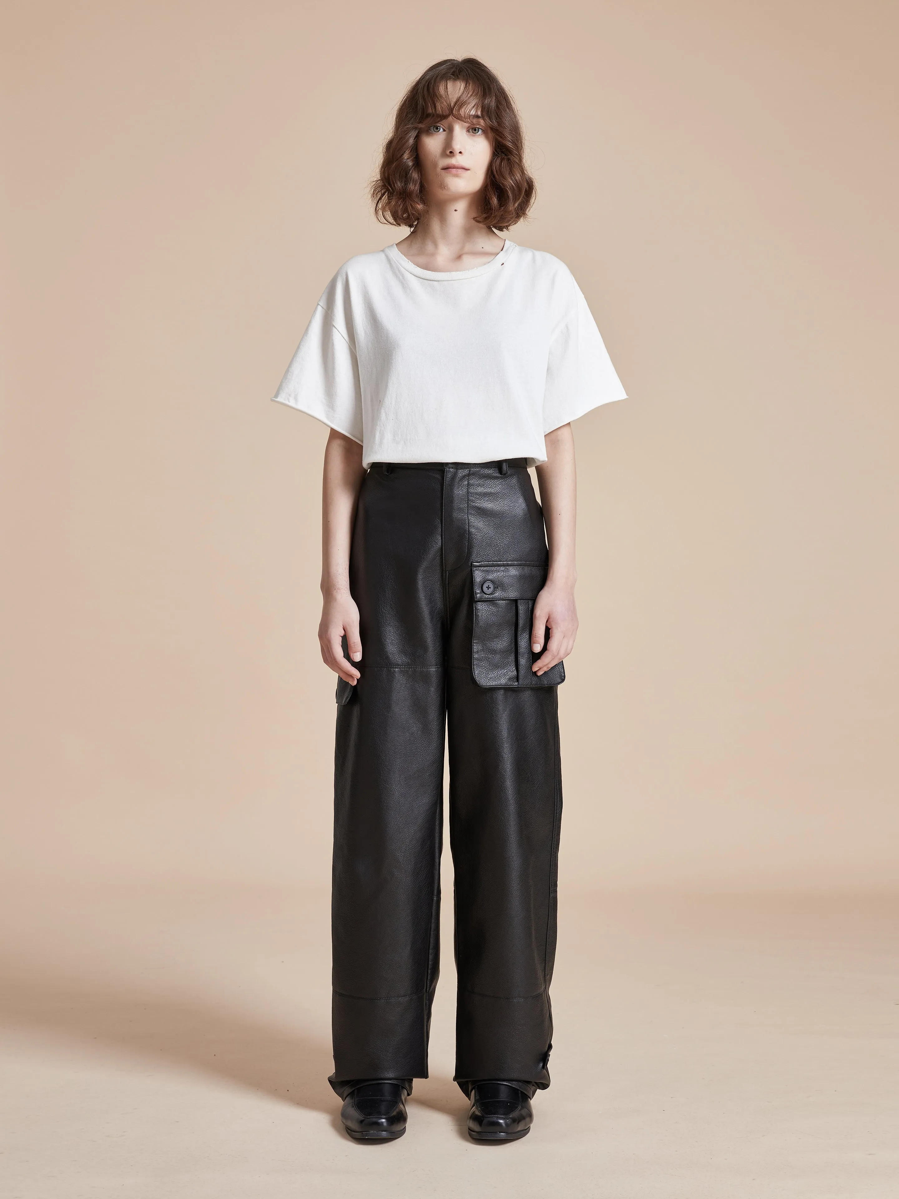 Faux Leather Cargo Pants