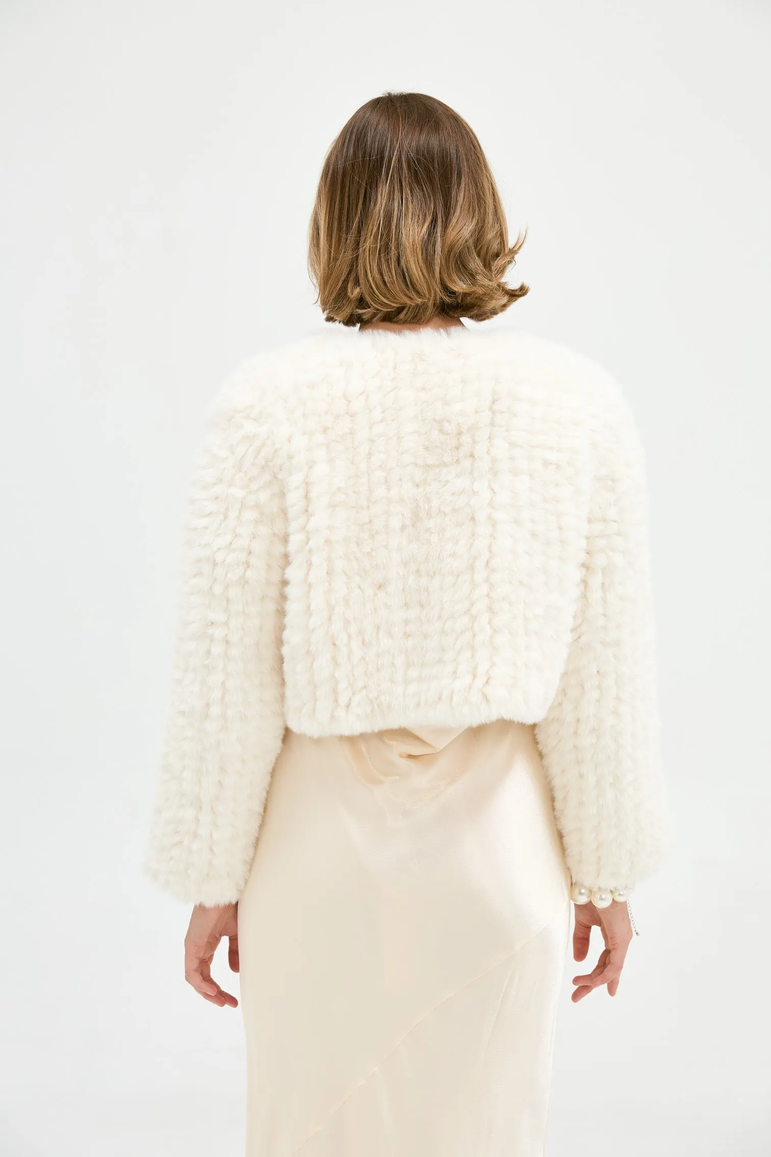 Faux Lola Crop Jacket - Ivory