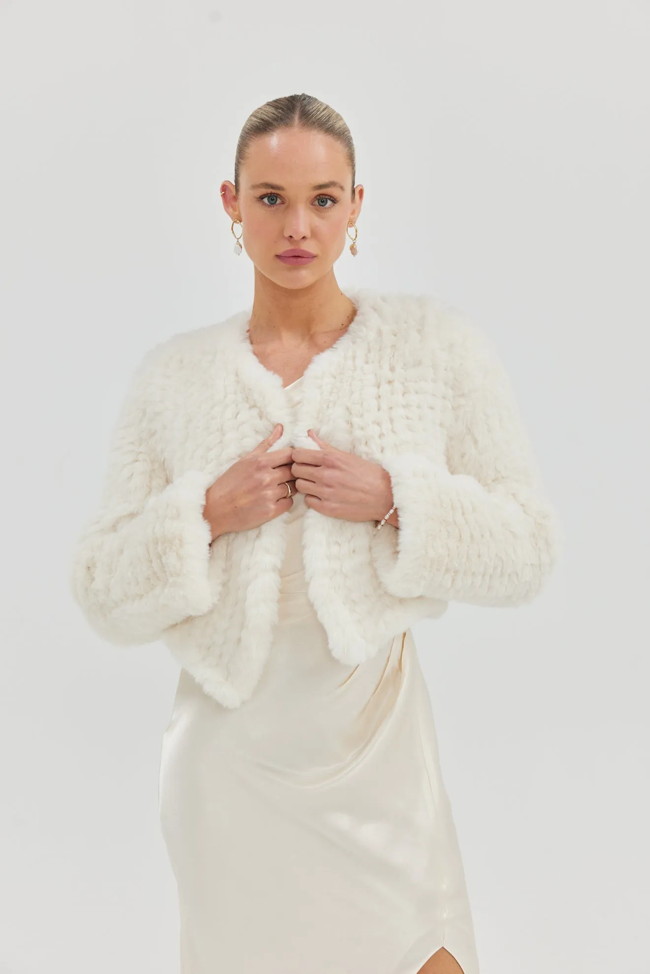 Faux Lola Crop Jacket - Ivory