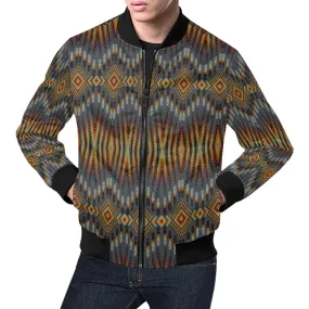 Fire Feather Grey All Over Print Bomber Jacket for Men