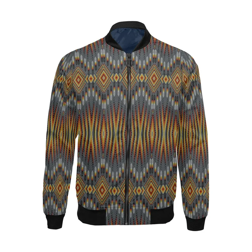 Fire Feather Grey All Over Print Bomber Jacket for Men