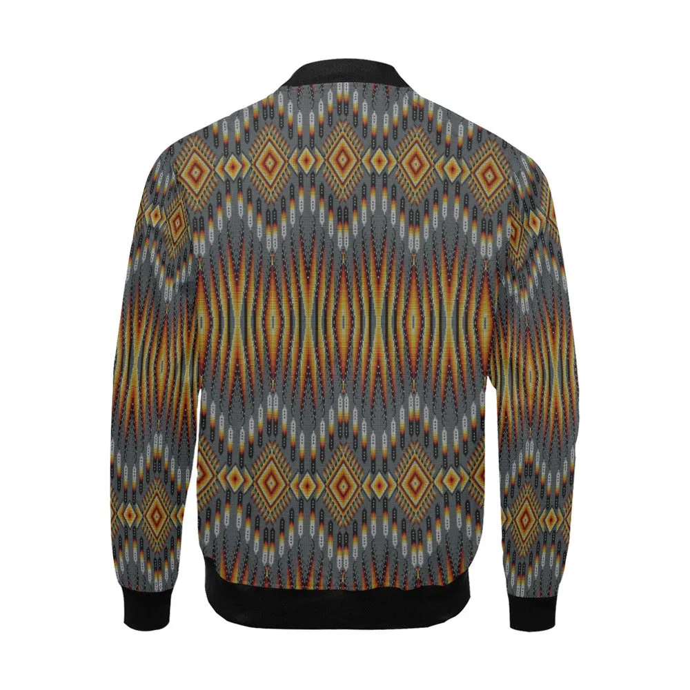 Fire Feather Grey All Over Print Bomber Jacket for Men