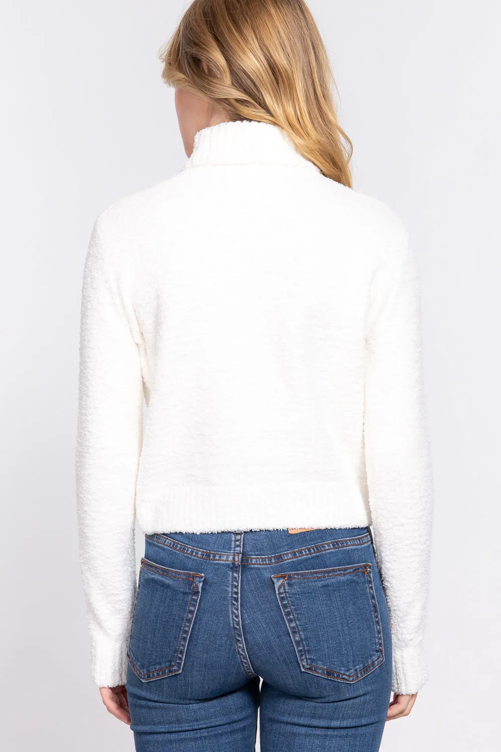 Fluffy Fitted Turtleneck Sweater