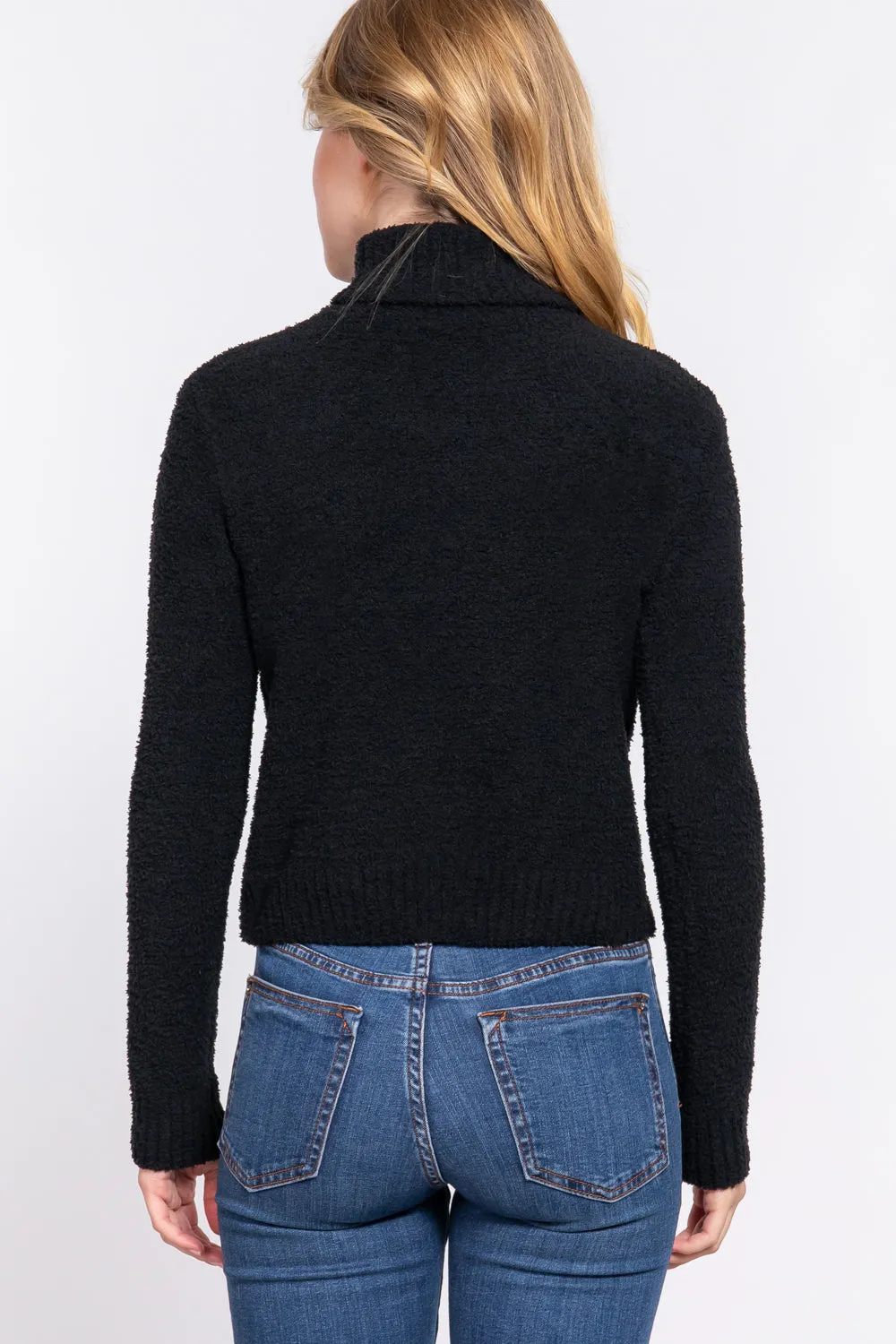 Fluffy Fitted Turtleneck Sweater