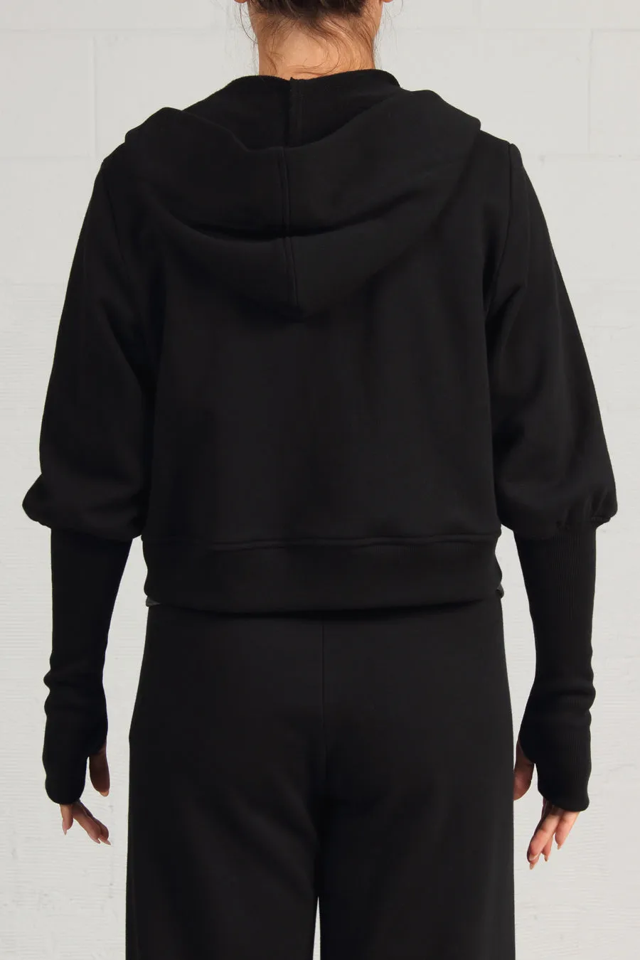 French Terry Cropped Hoody - black