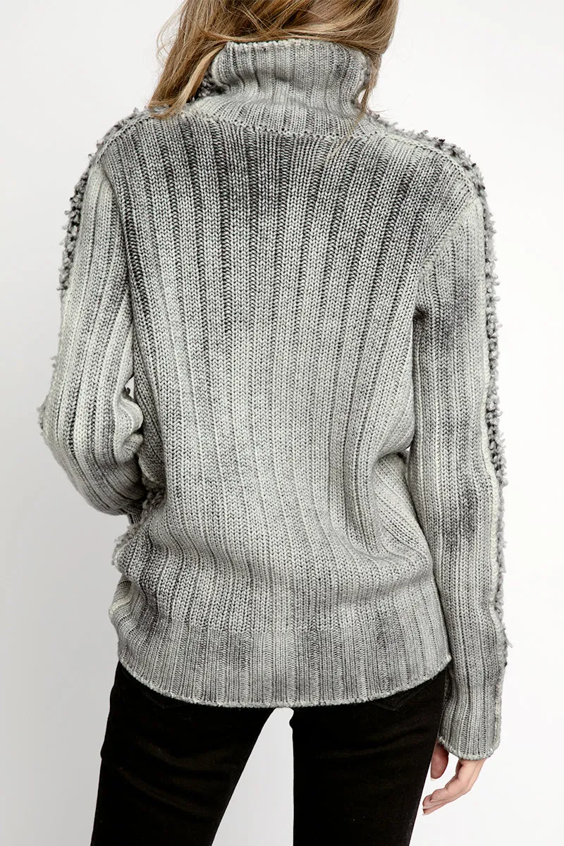 Fur Stitch Pullover with Ribbed Back in Husky