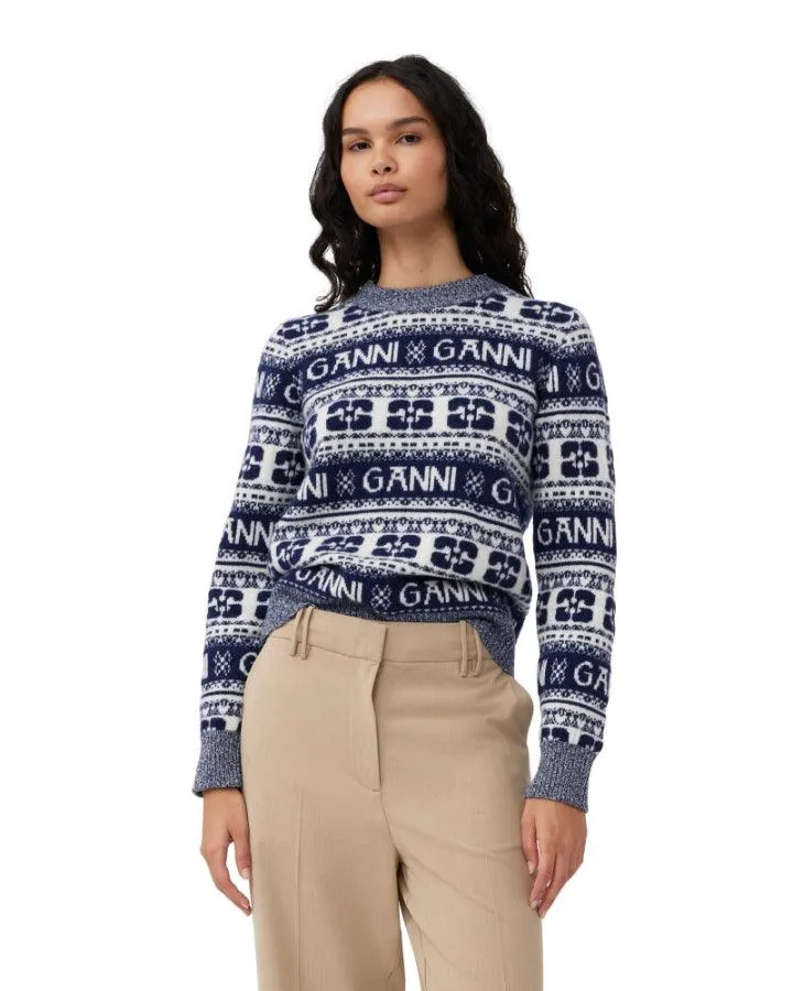 Ganni Logo Wool Mix Pullover