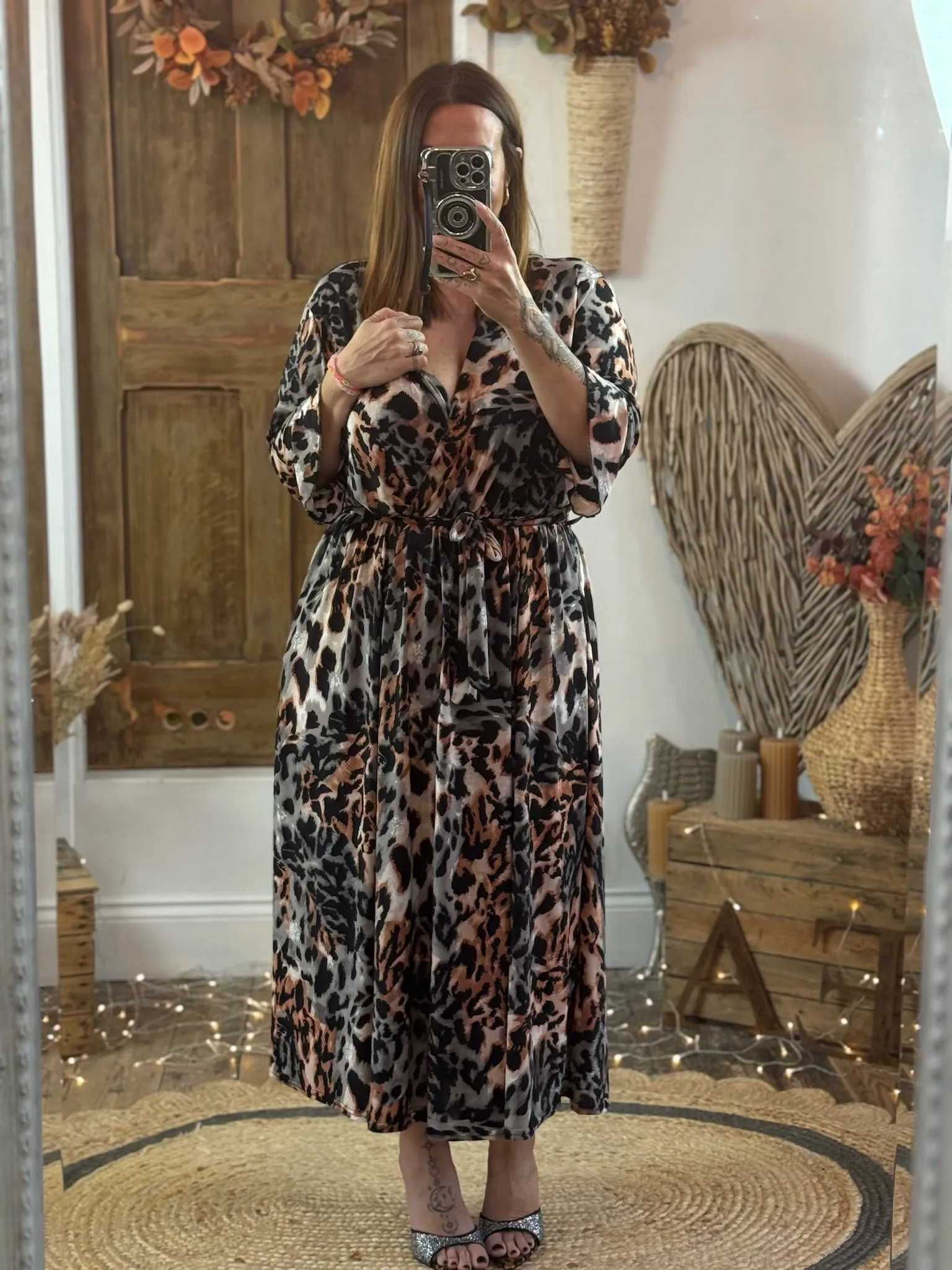 Ginger & Grey Leopard Print Nellie Cross Front Midaxi Dress