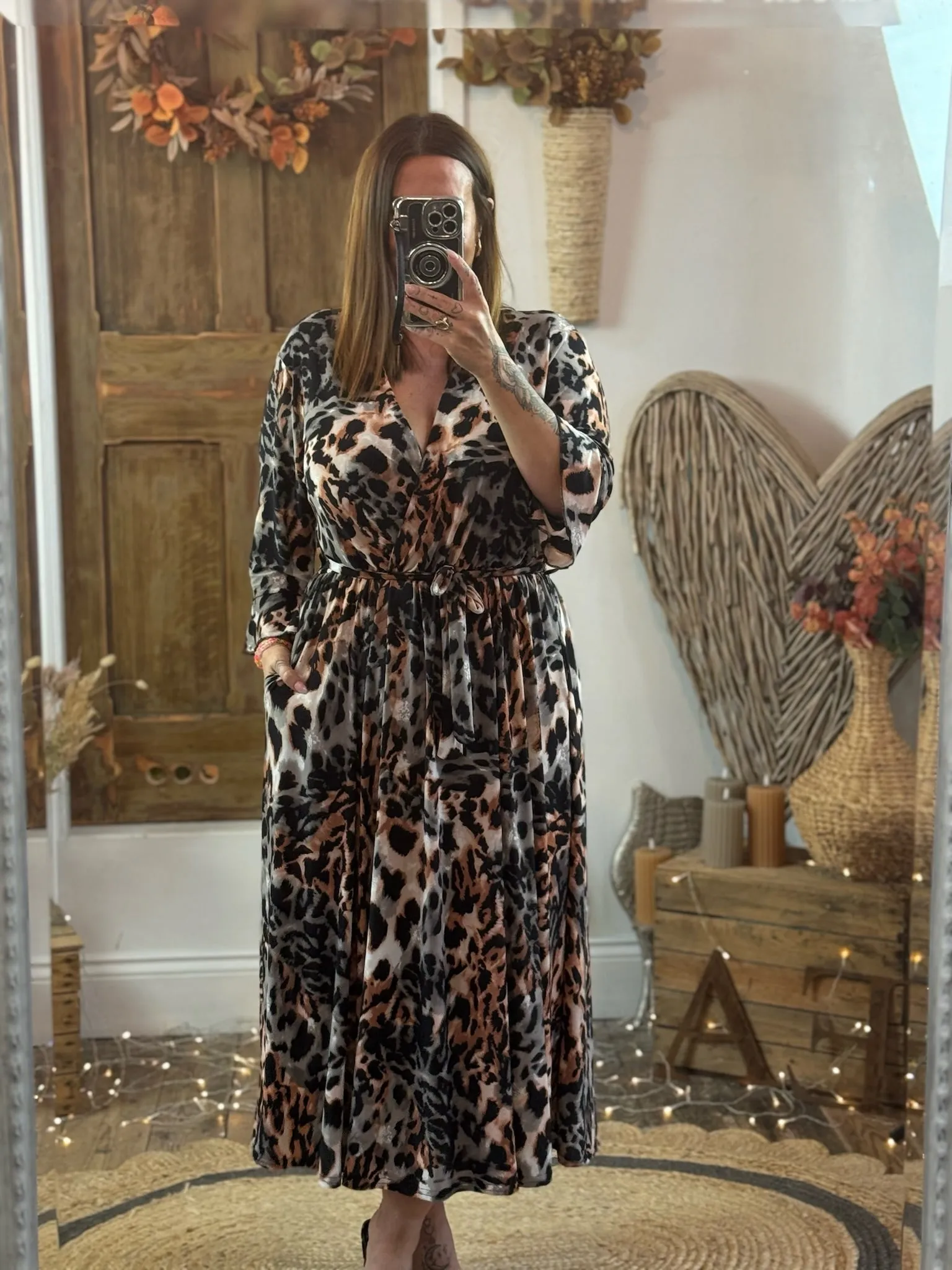 Ginger & Grey Leopard Print Nellie Cross Front Midaxi Dress