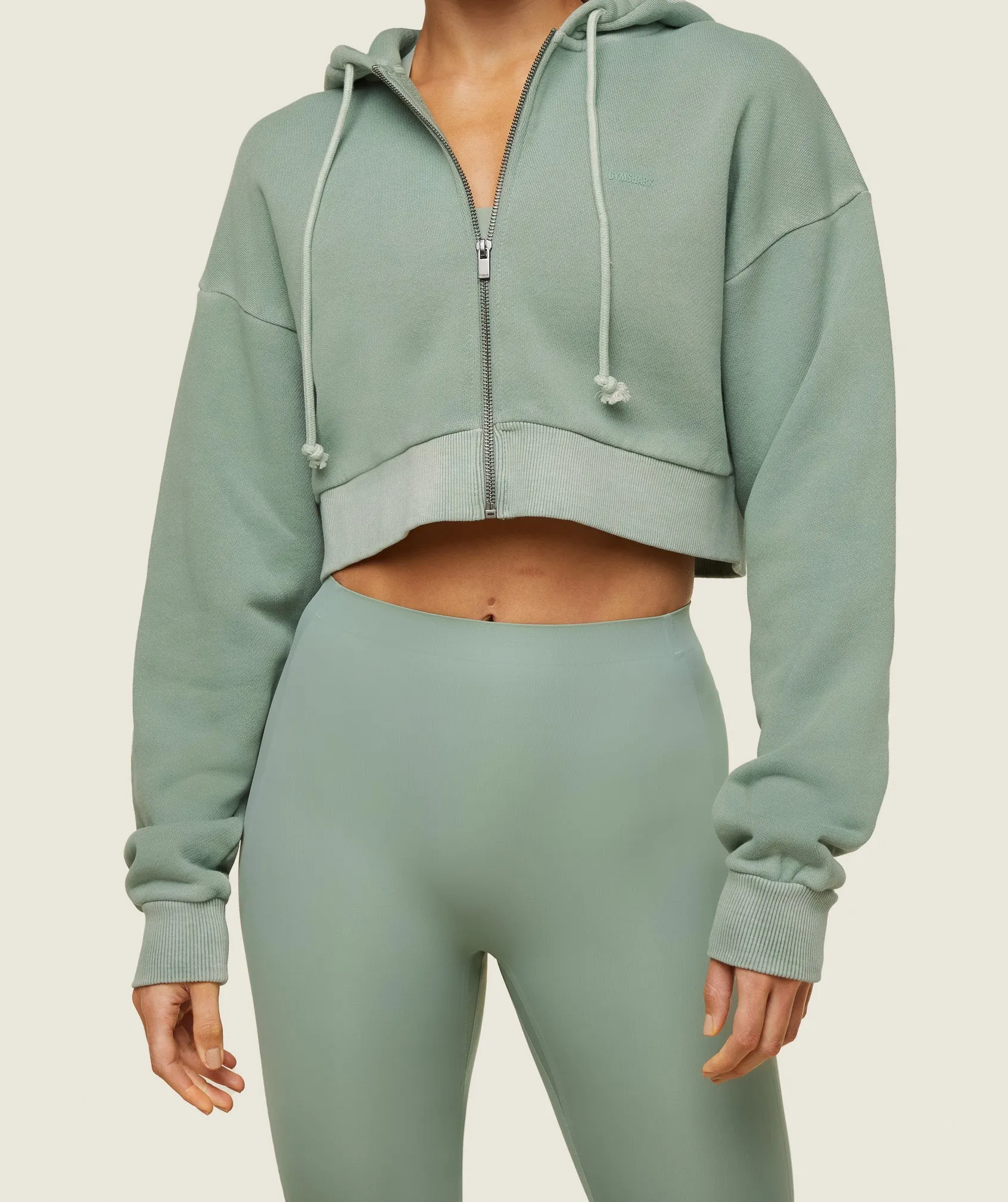 Gymshark everywear Cropped Zip Hoodie - Dollar Green