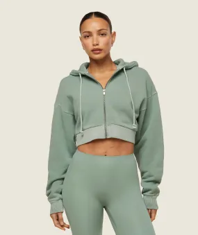 Gymshark everywear Cropped Zip Hoodie - Dollar Green