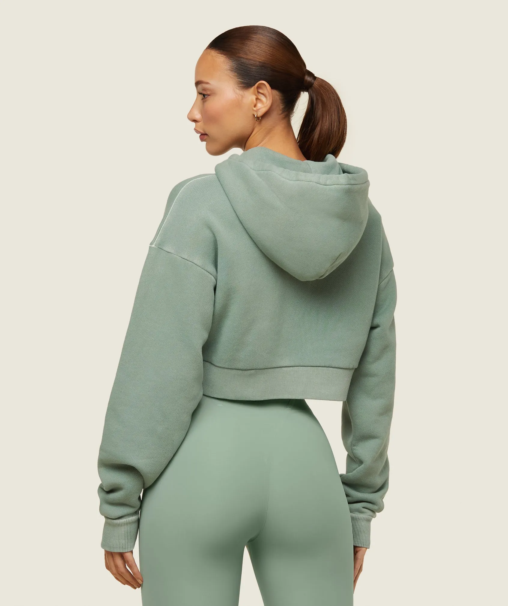 Gymshark everywear Cropped Zip Hoodie - Dollar Green