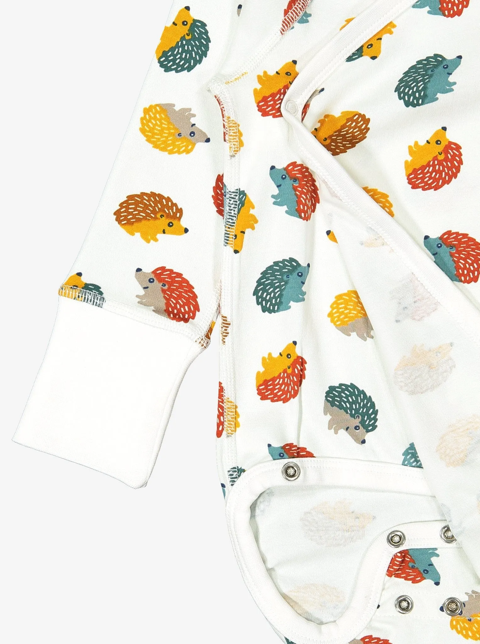 Hedgehog Print Wraparound Organic Cotton Newborn Babygrow