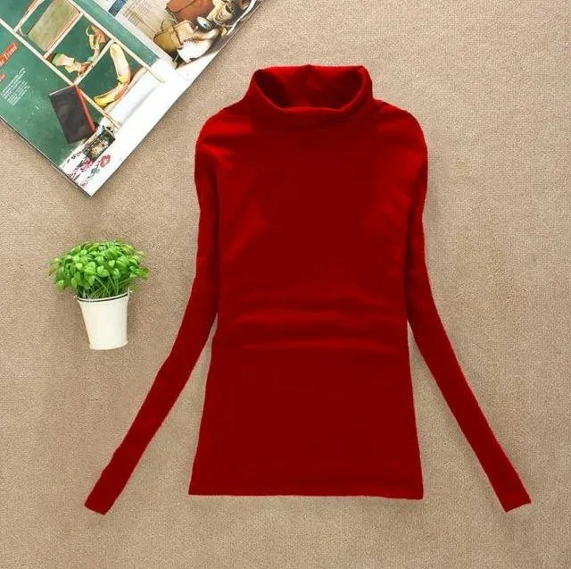 High quality Fashion wool turtleneck pullovers long sleeve big size women clothing