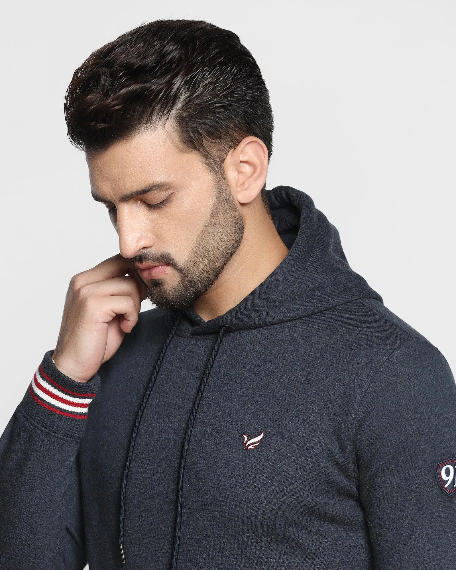 Hoodie Navy Solid Sweatshirt - Cameron