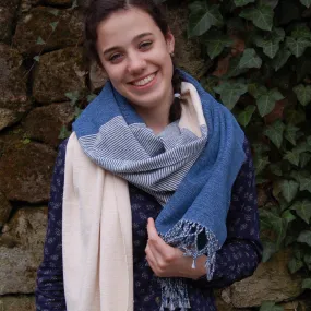 Hungary, Zsuzsa Zsigmond, Cotton Chenille Shawl in Blue