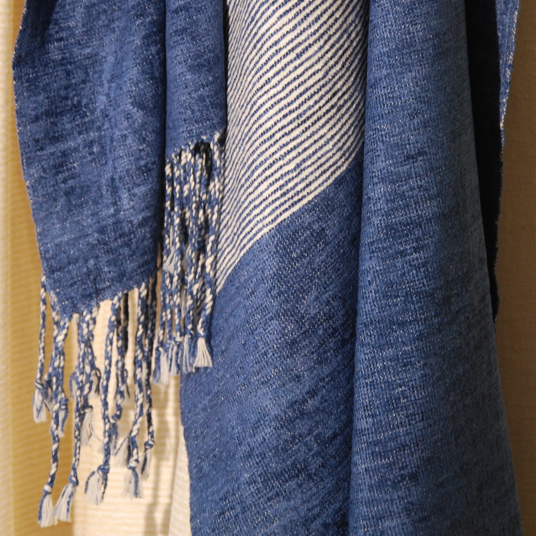 Hungary, Zsuzsa Zsigmond, Cotton Chenille Shawl in Blue