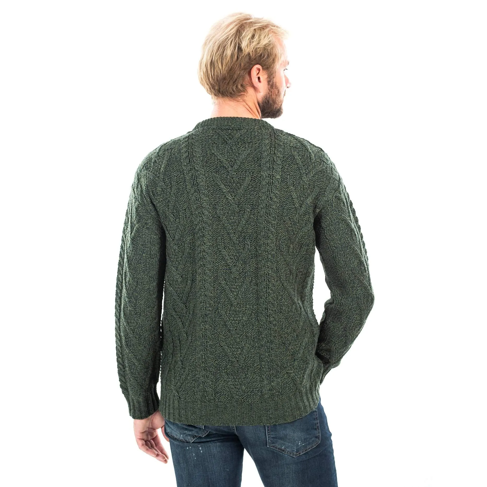 Irish Cable Knit Wool Aran Sweater for Men