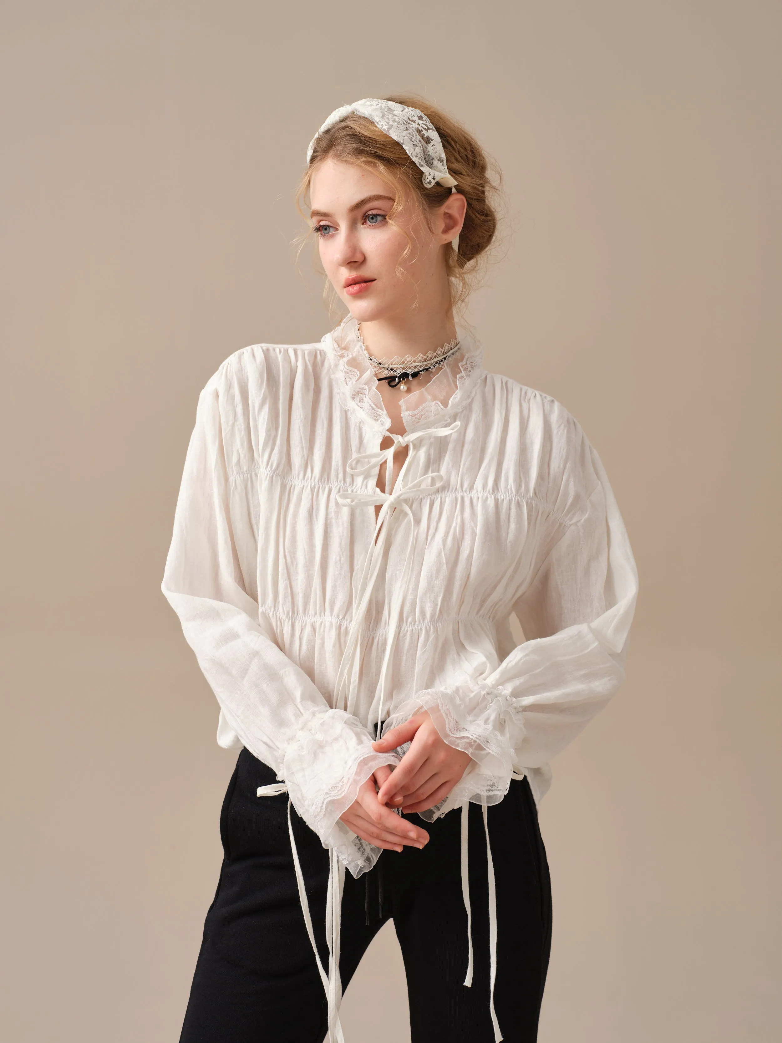 JENNIFER 33 | victorian linen blouse with lace