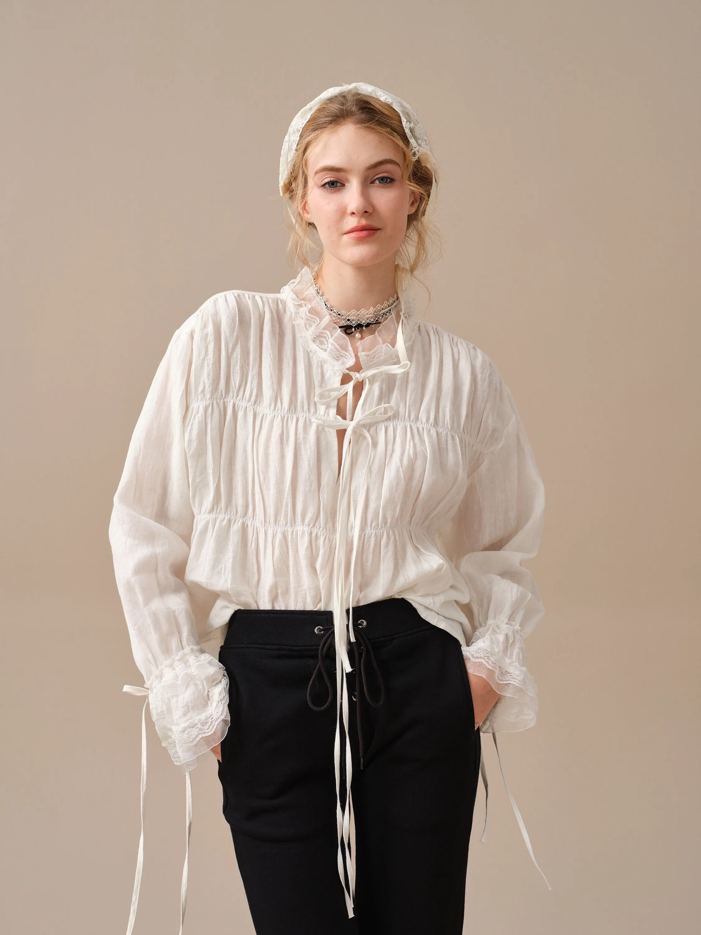 JENNIFER 33 | victorian linen blouse with lace