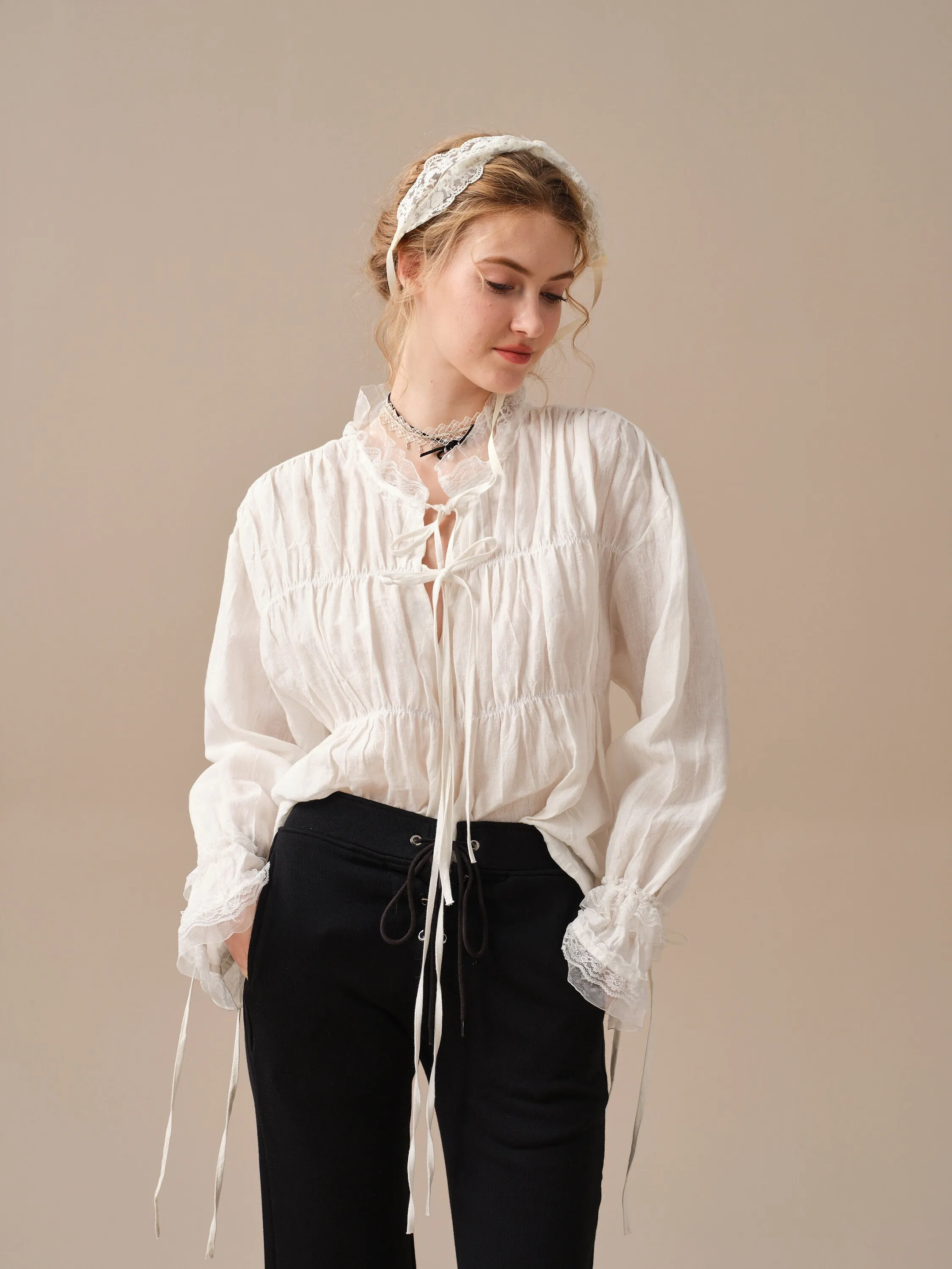 JENNIFER 33 | victorian linen blouse with lace