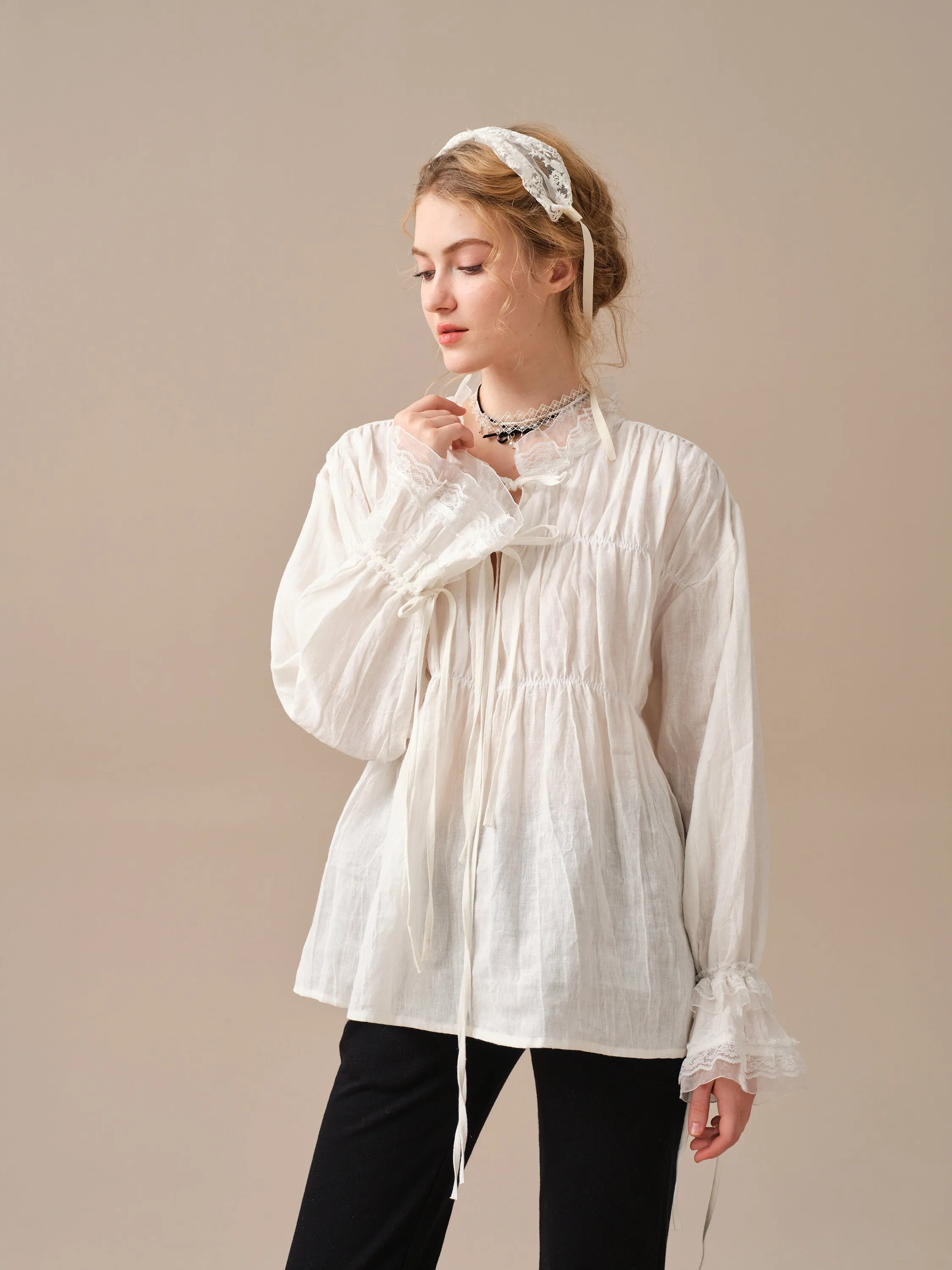 JENNIFER 33 | victorian linen blouse with lace