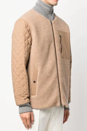 Jersey Bomber Jacket in Sepia and Grey