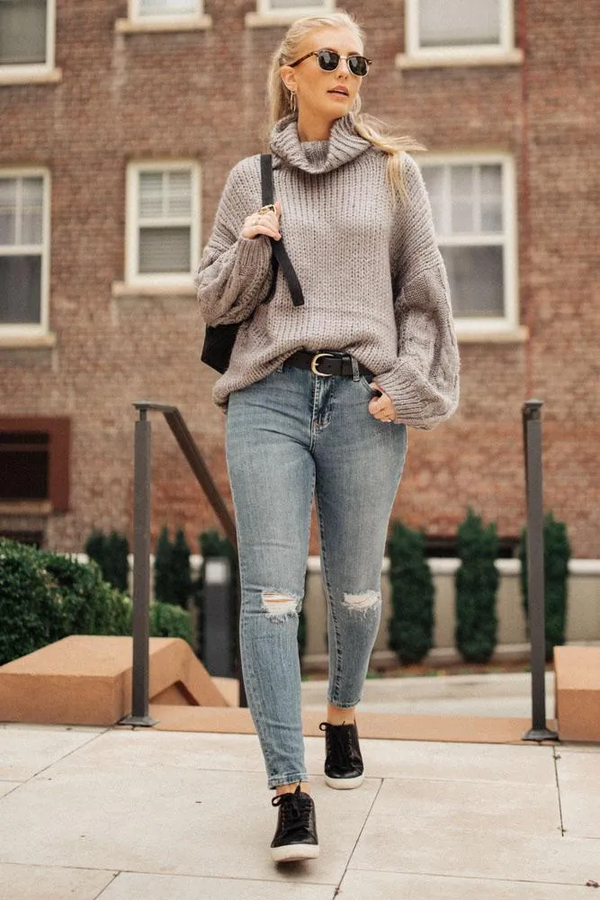 Jolene Turtleneck Sweater in Grey