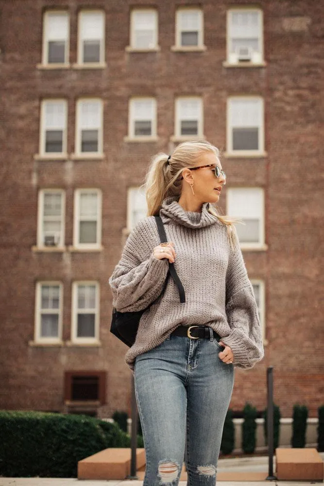 Jolene Turtleneck Sweater in Grey