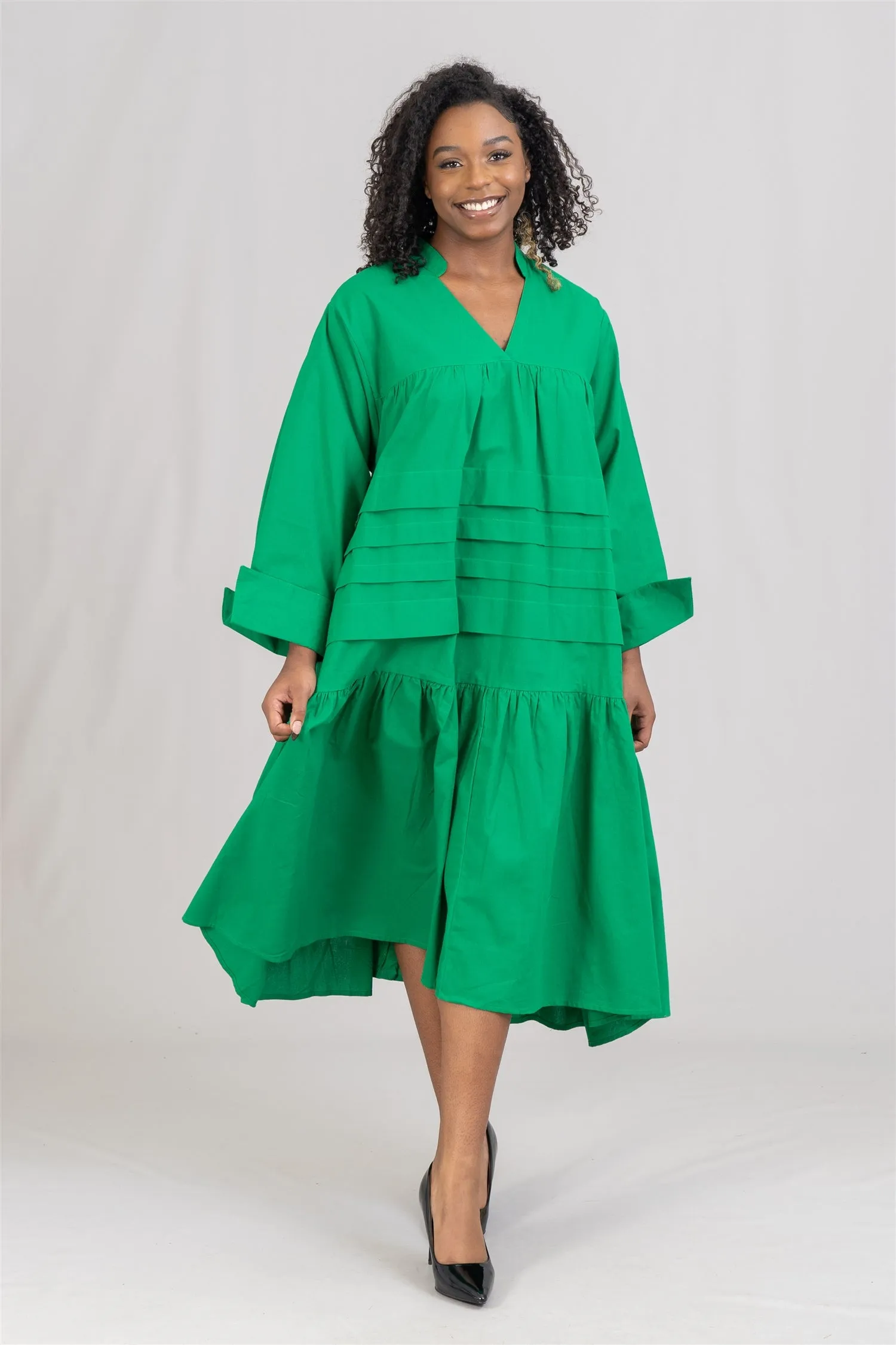 KaraChic 7580S Tiered Tunic Midi Dress