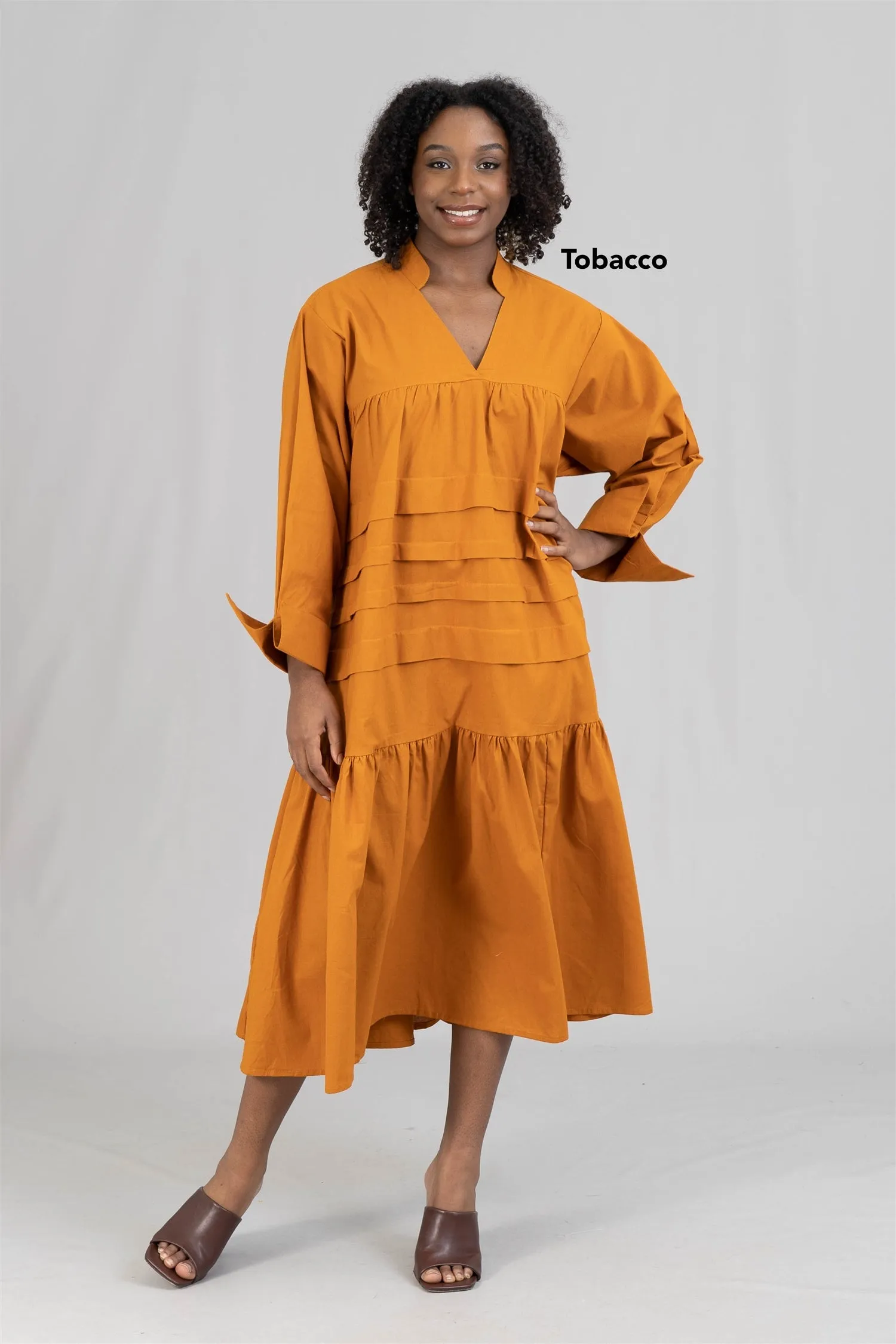 KaraChic 7580S Tiered Tunic Midi Dress