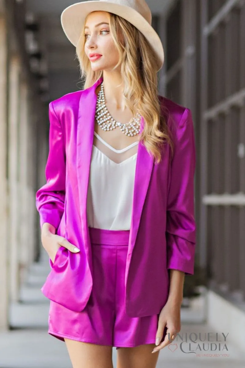 Katia Satin Shawl French Rose Blazer