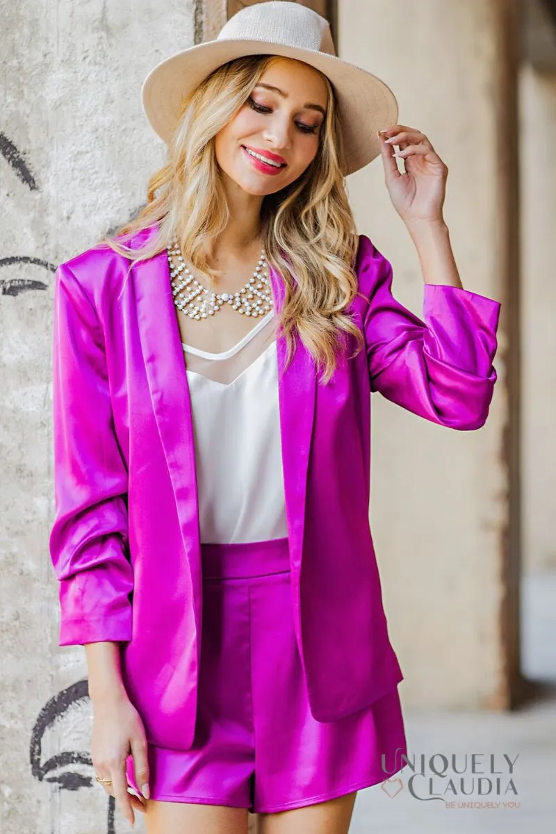 Katia Satin Shawl French Rose Blazer