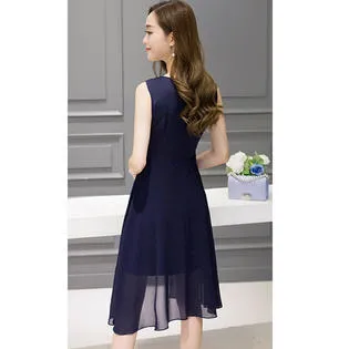 Ketty More Women Sleeveless Solid Pattern Chiffon Cocktail Dress-KMWD464