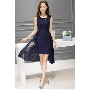 Ketty More Women Sleeveless Solid Pattern Chiffon Cocktail Dress-KMWD464