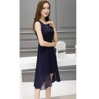 Ketty More Women Sleeveless Solid Pattern Chiffon Cocktail Dress-KMWD464