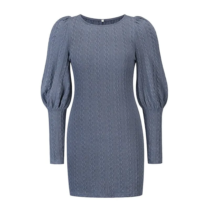 Knitted Long Sleeve Short Dress