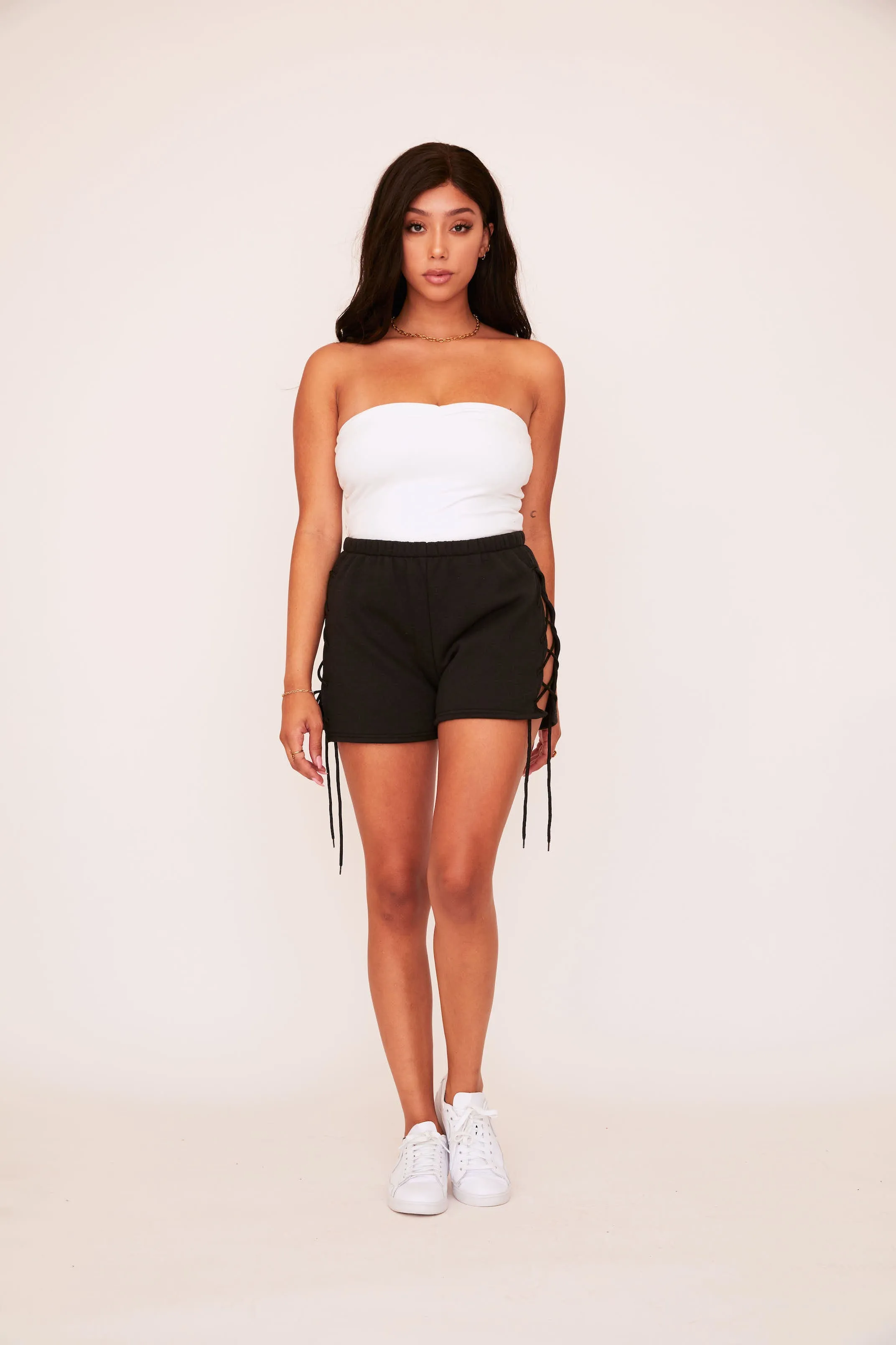 Lace Up Sweat Short - Black