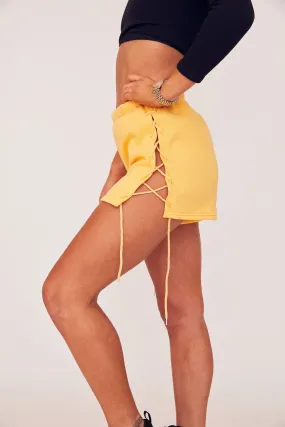 Lace Up Sweat Short - Yellow