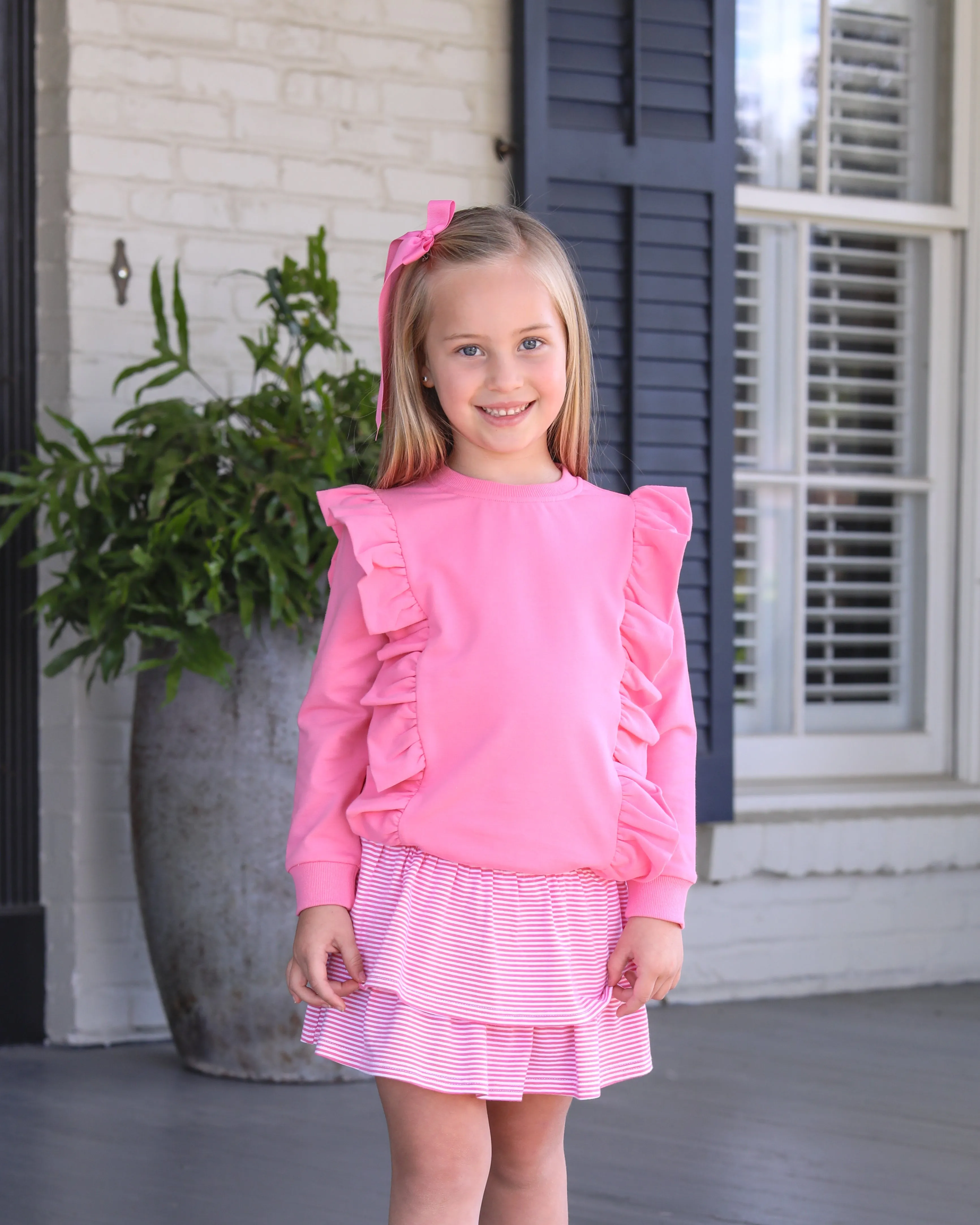 Laura Ruffle Pullover- Pink