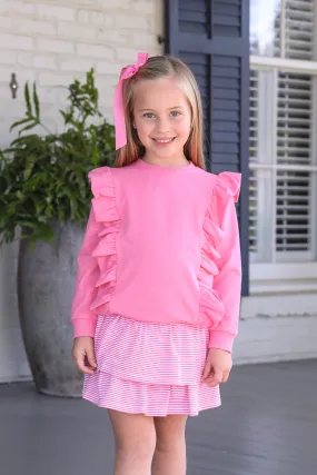 Laura Ruffle Pullover- Pink