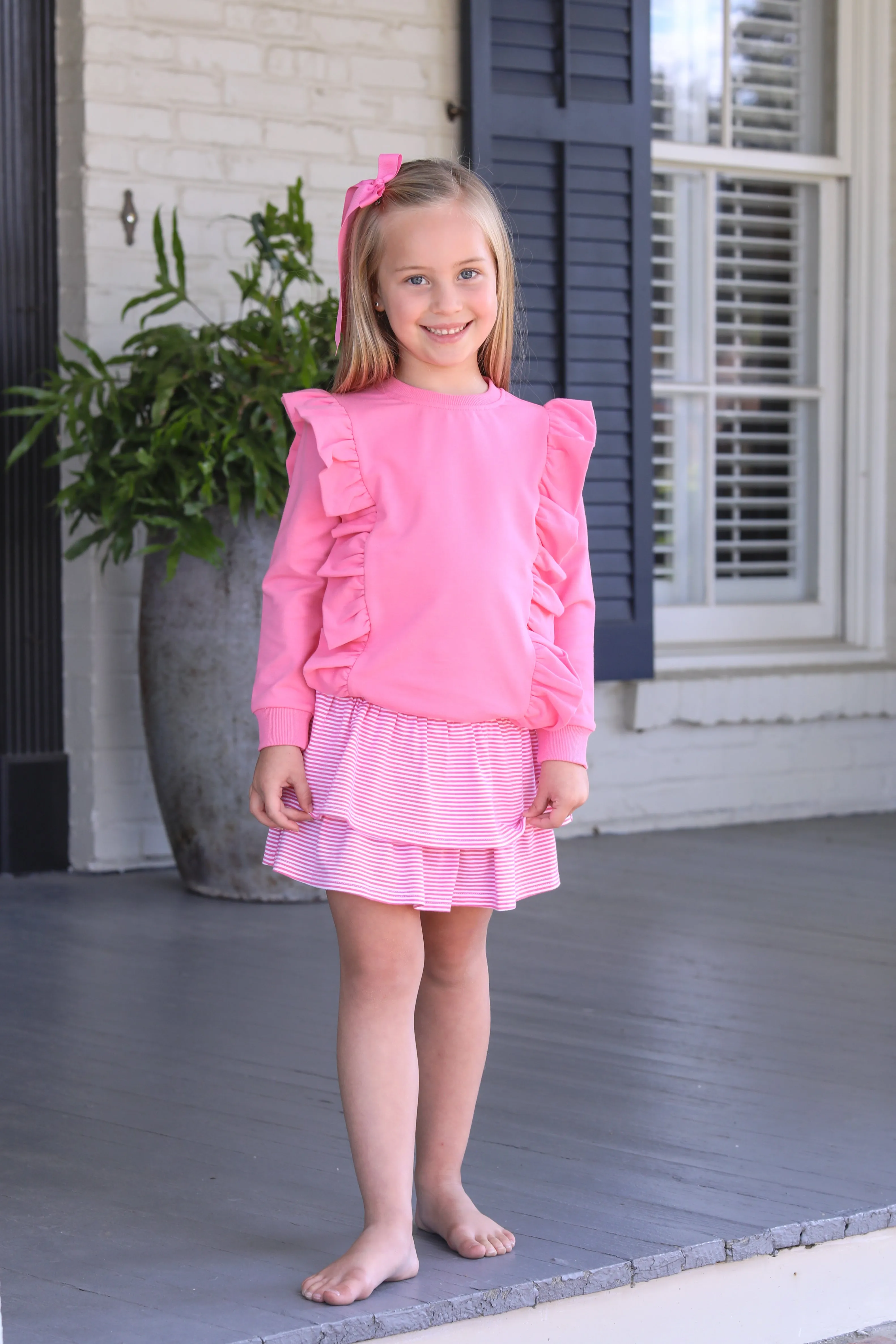 Laura Ruffle Pullover- Pink