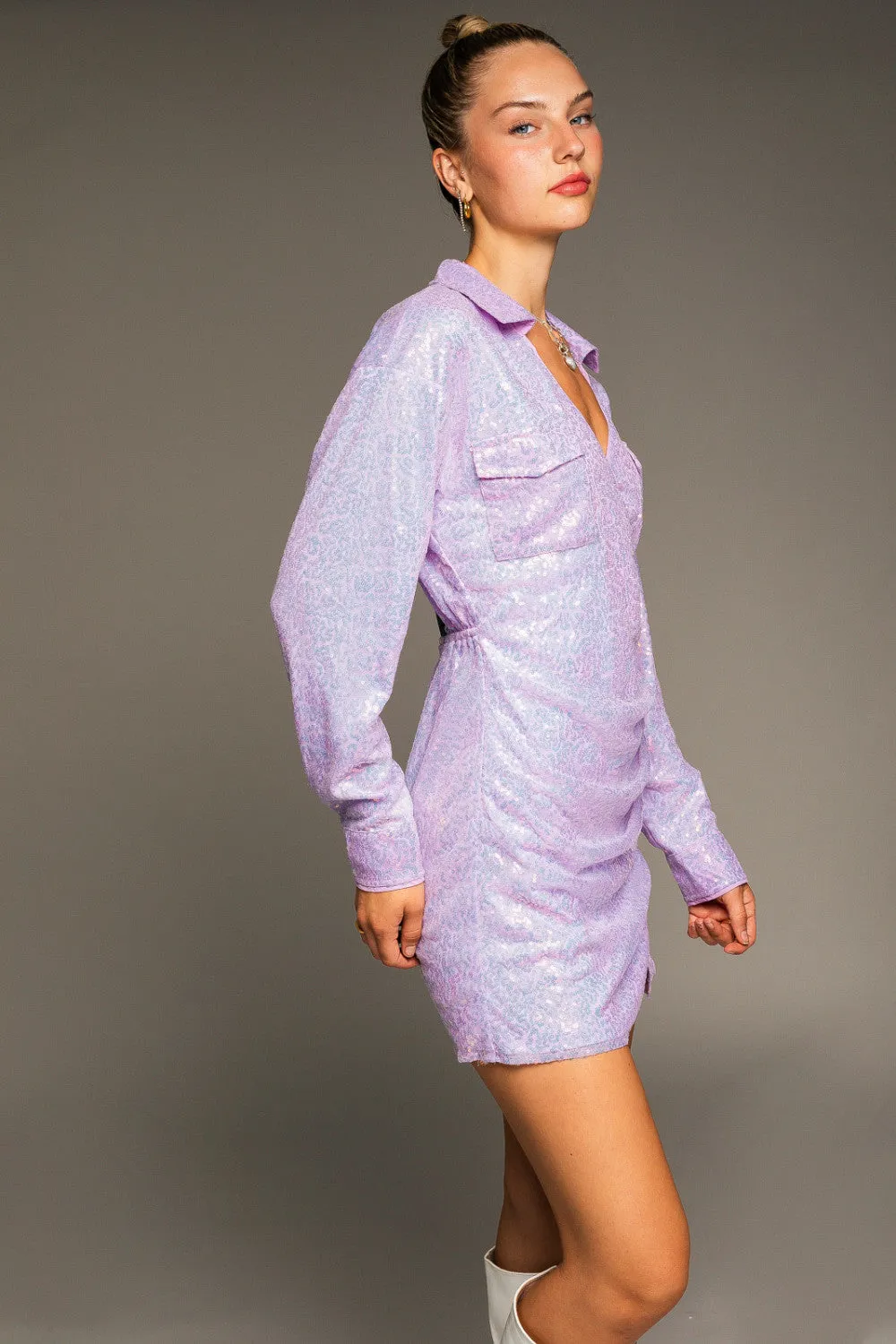 lavender latte sequin dress